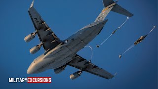 Massive US Army 11th Airborne Division C17 Globemaster III Jump [upl. by Siram]