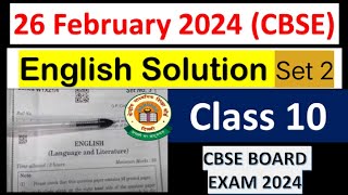 english answer key 2024 set2  class 10 english paper solution 2024 set 2  cbse board exam 2024 [upl. by Sokcin570]