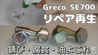 ジャンク Greco SE 700 リペア・オーバーホール 【① サビ取り 編 】 中古 ギター 修理 ペグ ネジ 錆び ネジザウルスリキッド クエン酸 [upl. by Evangeline241]