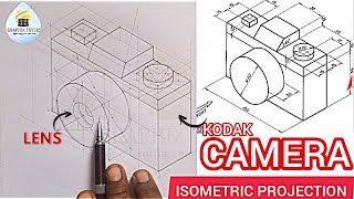 HOW TO DRAW A KODAK CAMERA IN TECHNICAL DRAWING AND ENGINEERING GRAPHICS ISOMETRIC PROJECTION [upl. by Eedoj163]