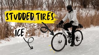 Are Studded Tires Worth It Testing Studded Tires on Ice  Winter Cycling  Winter Biking [upl. by Gilpin]