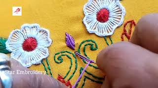 Super Splendid Flower Hand Embroidery Design How To Start Hand Embroidery Design [upl. by Avuha357]