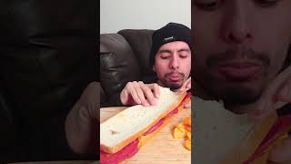 Giant bologna sandwich shorts mukbang asmr [upl. by Redwine]