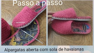 chinelo lindo de crochê iniciantes com havaianas em pantufas de crochê em sola de chinelo havaianas [upl. by Melantha]