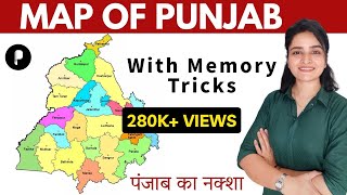 Punjab Map 2023  पंजाब का नक्शा  District Map of Punjab  Memory Tricks by Maam Richa [upl. by Ayisan]