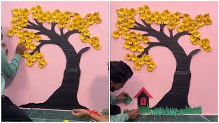 Beautiful paper tree wall decor idea  Paper tree craft papertree diy craft [upl. by Alrzc]