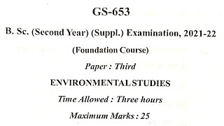 environment studies paperfoundation course BSc 2nd year 202122 [upl. by Eisso550]