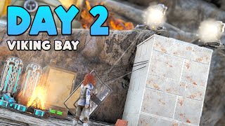 SOLO Defending My Viking Bay Cave On ARK Day 2 [upl. by Koa721]