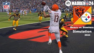 Madden 24 Bears vs Steelers Sim 20242025 Full 15 Minute Quarters Madden 25 Roster Game Play [upl. by Langsdon]