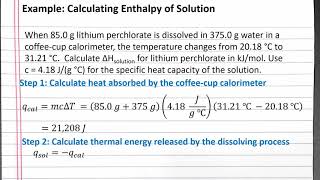 CHEM 101  Calculating Enthalpy of Solution [upl. by Cordie]