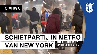 Eerste beelden chaos in metrostation New York na schietpartij [upl. by Iur]