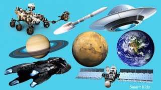 Learn Names and Sounds of SPACE Transport  Learn Transport in English [upl. by Ateloj]