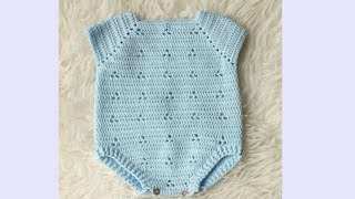 BABY ROMPER A CROCHET PATRÓN  PASO A PASO  TEJIDO A CROCHET O GANCHILLO  3 A 6 MESES [upl. by Eceinal40]