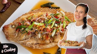 Crispy Fish Chilli Sauce And Rice • Thai Fried Fish • Nin is Cooking [upl. by Esaele991]