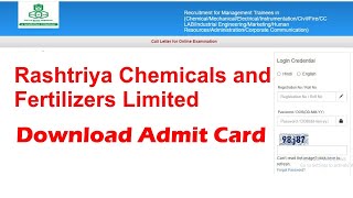 RCFL Management Trainee Admit Card 2024  Rashtriya Chemicals And Fertilizers Trainee Admit Card [upl. by North829]