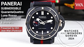 PANERAI Submersible QuarantaQuattro Luna Rossa TiCeramitech presented at Watches and Wonders 2024 [upl. by Inatirb848]