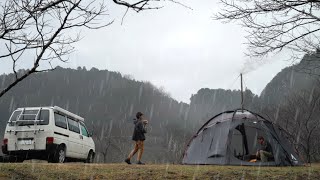 【雨キャンプ】愛犬と雨音に癒される  Hot Tent Camping [upl. by Gujral528]