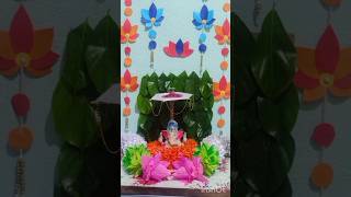 Background decor for ganesh chaturthi decoration festival leaves decor loardganesh ideas home [upl. by Tab]