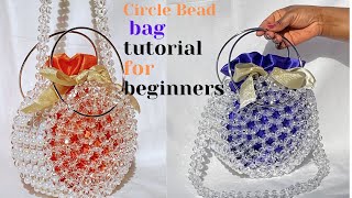 HOW TO MAKE ROUND BEADED BAGCIRCLE BAG TUTORIALBEAD BAG TRENDING BEAD BAGHOW TO MAKE PEARL BAG [upl. by Delilah]