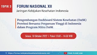 Pengembangan Dashboard Sistem Kesehatan DaSK Provinsi Bersama Perguruan Tinggi di Indonesia [upl. by Yerhcaz916]