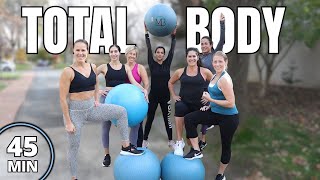 45 MIN Total Body Stability Ball Tone amp Sculpt Workout  Core and More [upl. by Amersham]