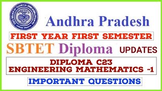 DIPLOMA C23 ENGINEERING MATHEMATICS 1IMPORTANT QUESTIONSapsbtet apdiploma [upl. by Marne]