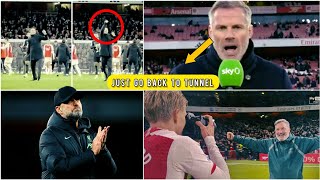 Arteta copies Klopp with his iconic Fist celebration amp Carragher gets angry on Odegaard [upl. by Enilasor]