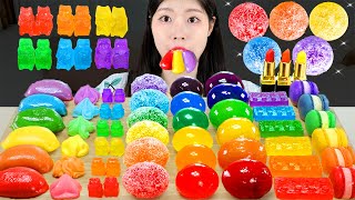 ASMR MUKBANG 레인보우 디저트 무지개 코하쿠토 마카롱 젤리 먹방 amp 레시피 RAINBOW DESSERT ICE CREAM MACARONS EATING [upl. by Akli]