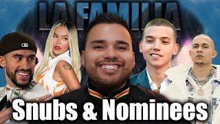 Latin Grammy Nominees and Snubs  Bad Bunnys NEW Song quotUna Velitaquot REACTION [upl. by Wolfie146]