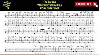 THE CALLING Wherever you will go DRUM TRANSCRIPTION DRUM SHEET SPARTITO BATTERIA 20 [upl. by Nahtaneoj]