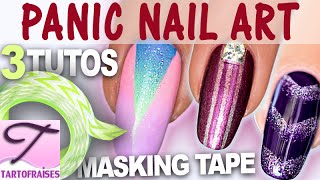 Panic Nail Art 3 Tutos géométriques tendance  dégradé et masking tape フランス人ネイリスト [upl. by Aneleiram]