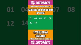 Resultado do Sorteio da Lotofácil 🍀 Concurso nº 3184 shorts resultadosloteriasdasorte [upl. by Alicec]