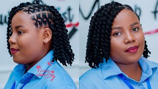 Jinsi ya kusuka NYWELE YA UZI  UTUMBO WA UZI  Fake twist Hairstyle [upl. by Christabella]