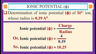 SEV NO – 22 Determination of ionic potential ф of Si4 ion whose radius is 039 A0 [upl. by Prunella896]