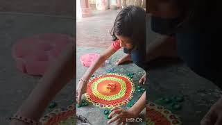 Beautiful easy rangoli design shortsvideo ytshortsvideo [upl. by Adnulahs]