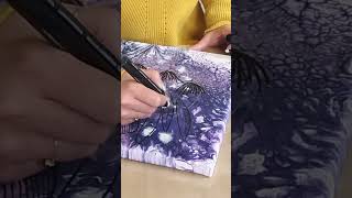 Embellissement toile pouring  fluidart embellissement zentengle posca motiffloral [upl. by Truman]