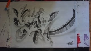 3D wildstyle graffiti sketch speed drawing sur papier quotSOLALquot HD [upl. by Anhoj]