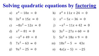 Solving Quadratic Equations by Factoring│Algebra [upl. by Nnel]