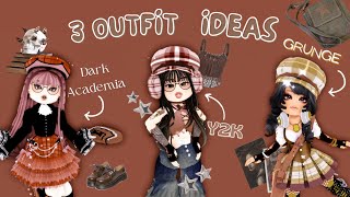 3 OUTFIT IDEAS THAT YOU CAN STEAL IN ROYALE HIGH 🏰🧸 Y2K GRUNGE DARK ACADEMIA [upl. by Anahsed997]