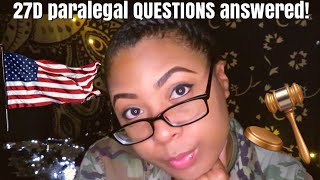 ARMY MOS 27D PARALEGAL QUESTIONS ANSWERED 2019 [upl. by Frerichs]