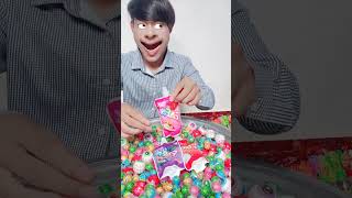 ASMR MUKBANG Edible Crayon Peelable Gummy Candy Edible Paint Roller Rainbow Food and Gummy 16 [upl. by Frame13]