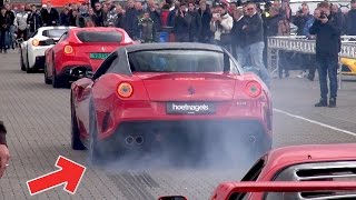 Ferrari 599 GTO  INSANE BURNOUT amp ACCELERATIONS [upl. by Adok]