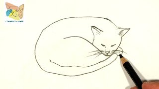 comment dessiner un chat couché facile dessin de chat qui dort [upl. by Dlaniger763]