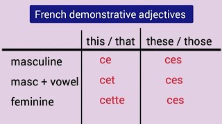 Ce cet cette ces  French Demonstrative Adjectives [upl. by Haret]