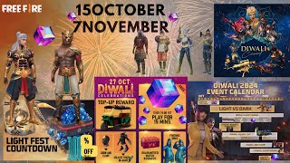 Diwali 2024 Event Calendar Free Fire  DIWALI FREE DIAMOND EVENT FREE FIRE  FREE FIRE NEW EVENT [upl. by Enelyw545]