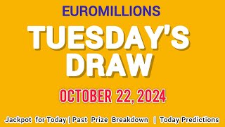 The National Lottery EuroMillions Live for Tuesday 22 October 2024 [upl. by Ennoved]