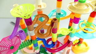 Marble Run ASMR ☆ Colorful Marble Race 22 piece winding course [upl. by Nosreip]