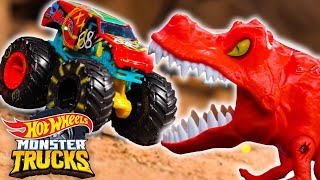 Epic TRex Invasion 🦖😲  More Dinosaurs for Kids  Hot Wheels [upl. by Anreval]