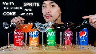 ASMR DRINKING MOST POPULAR SODAS COCA COLA FANTA SPRITE DRPEPPER PEPSI 9999 SATISFACTION [upl. by Hiller]