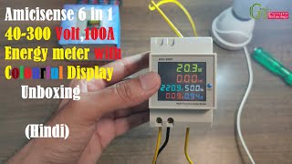 Amicisense 6 in 1 AC 40300V 100A Energy Meter Voltage Monitoring Device with Colorful LCD Display [upl. by Nnayllas]